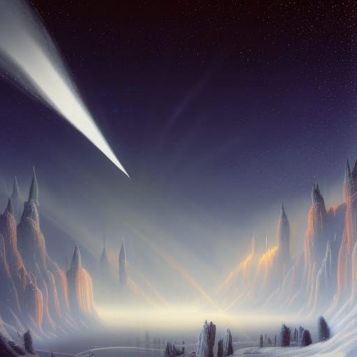 Comet and Meteor Shower in Gilbert Williams Style