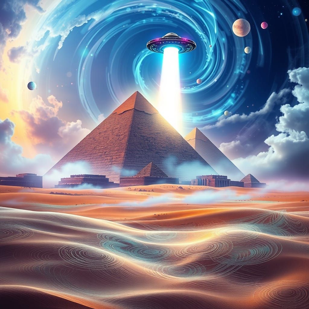 Cosmic Reveal: Ancient Egypt Awakens in Vibrant, Abstract Ho...
