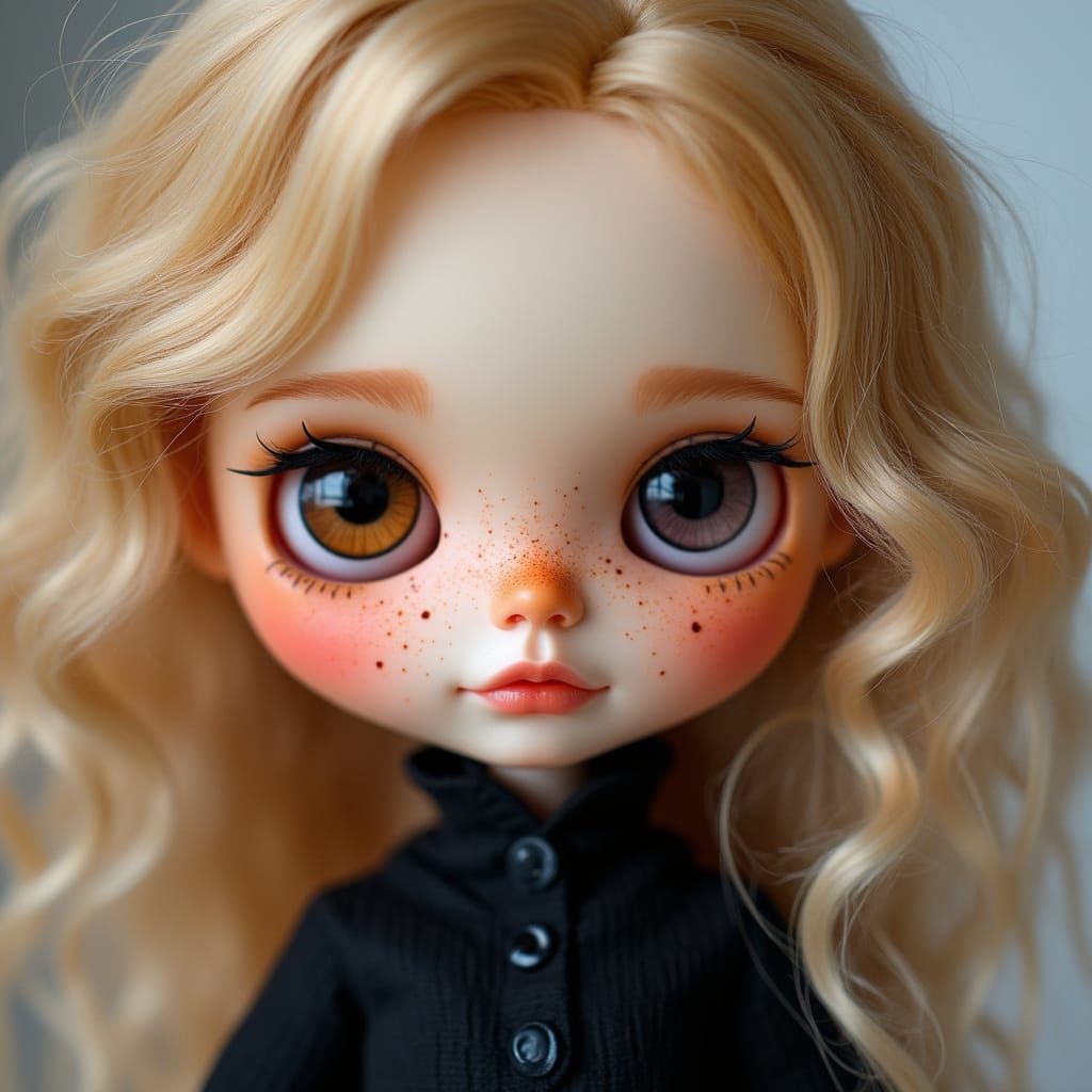 Blythe Doll with Heterochromatic Eyes in Playful Style