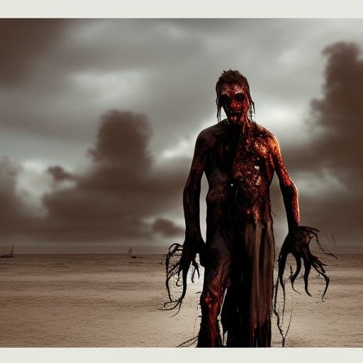Zombie on a Beach: Digital Matte Painting