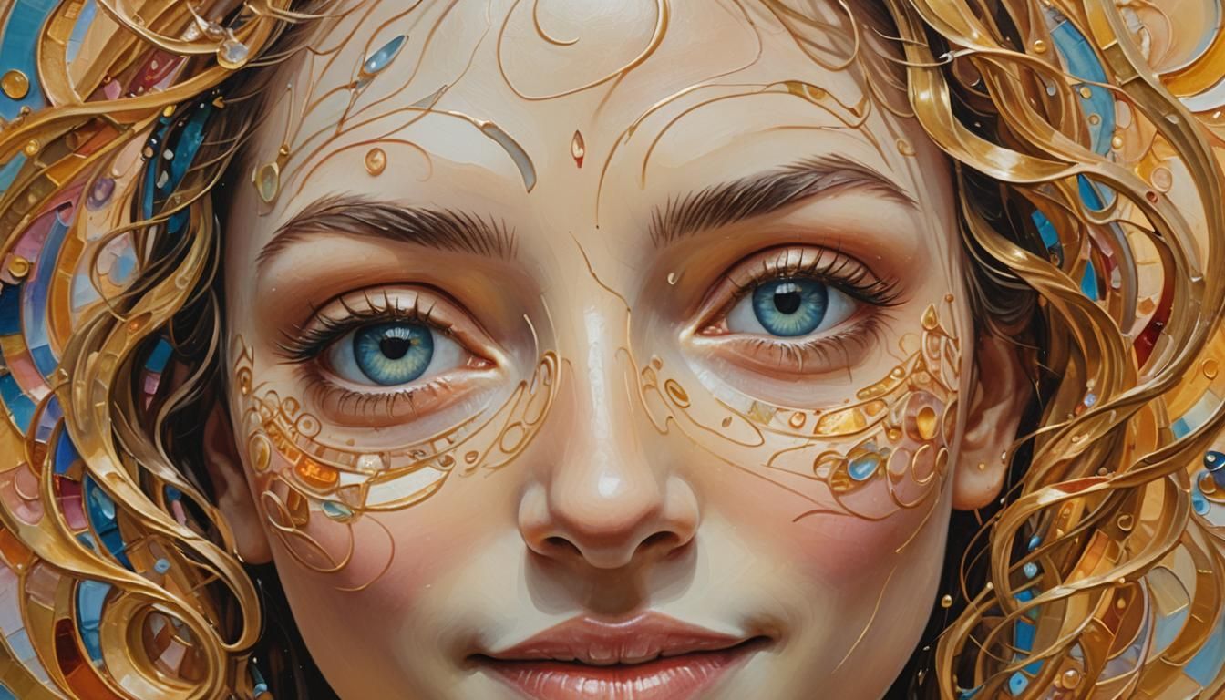Serene Face with Eternal Smile in Surrealist Oil Painting