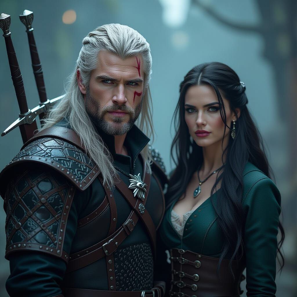 Geralt of Rivia: Digital Painting in a Mystical Scene