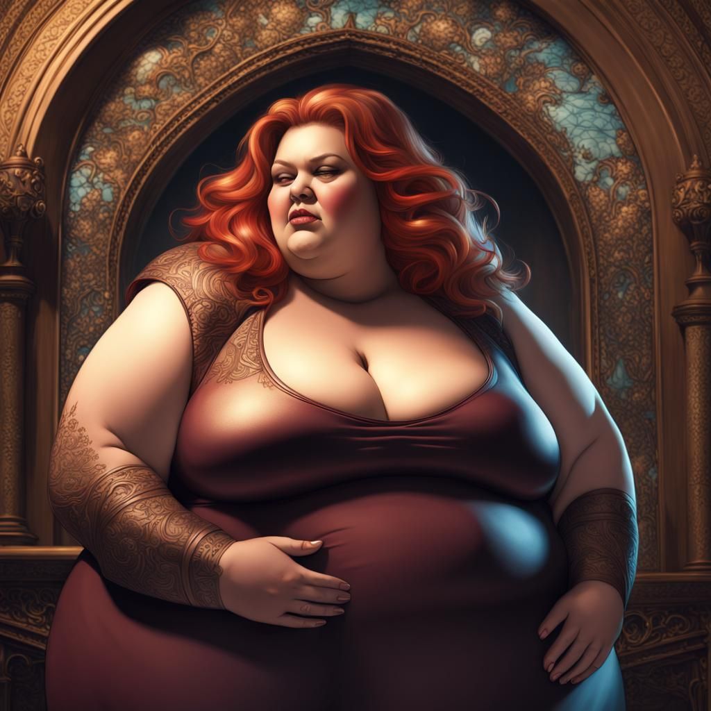 Beautiful Obese Woman in Gothic Fantasy Art
