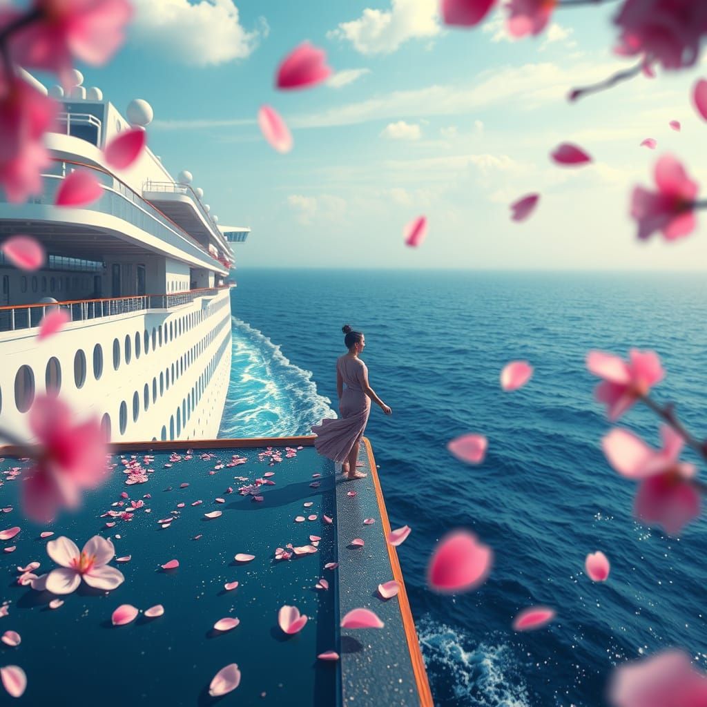 Warped Ocean Horizon with Figure, in Fauvist Style