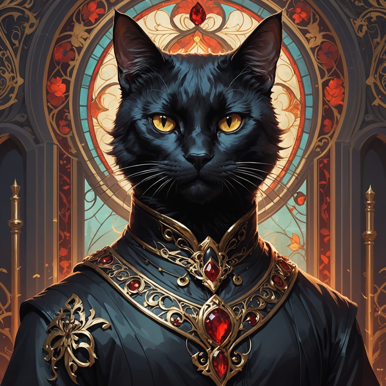 Cartoon Black Cat Monster Eating Human in 8K