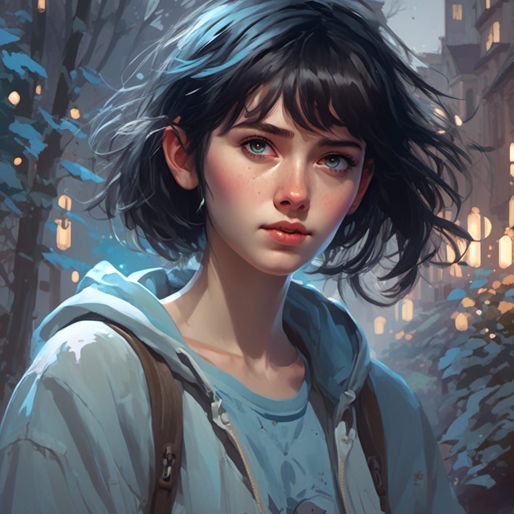 Pale Teen Portrait in Hyperdetailed Digital Art