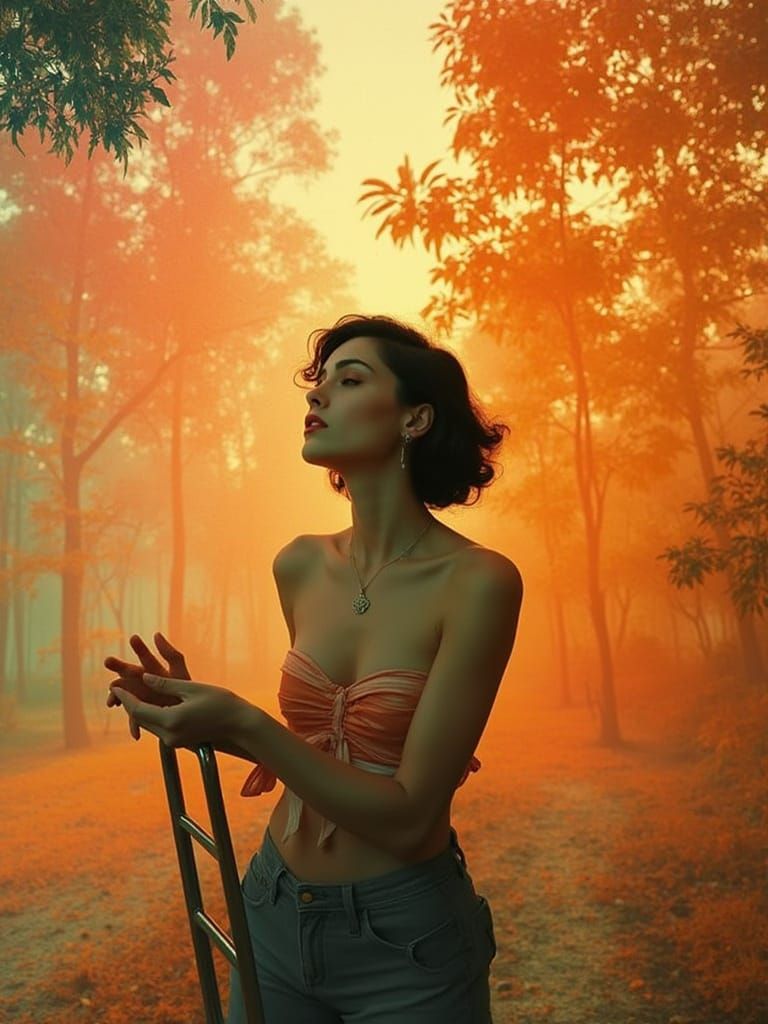 Vintage Pin-Up Meets Mondrian in Soft Jungle Scene