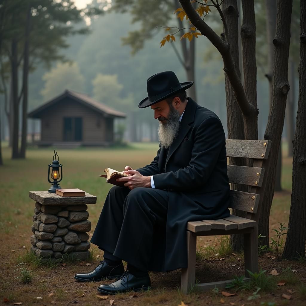 Contemplative Man in Forest Clearing