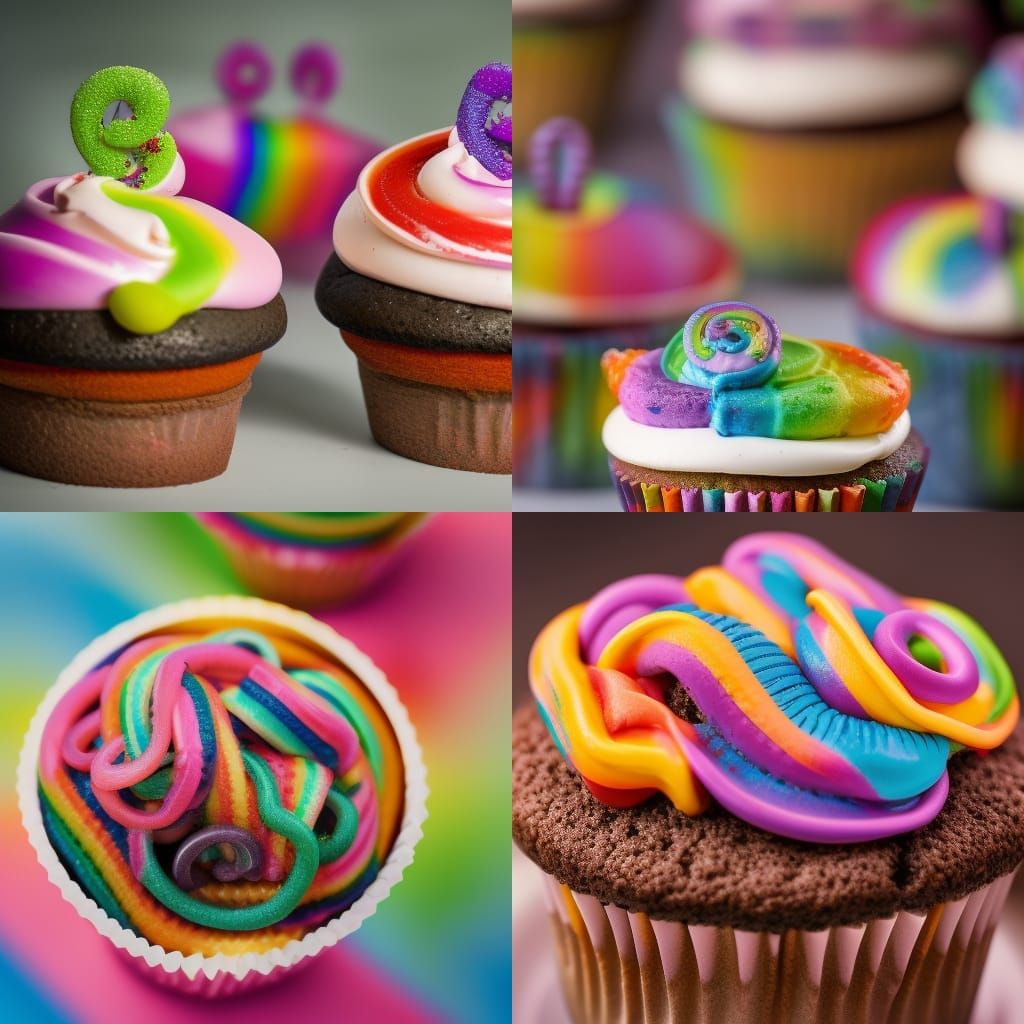 Rainbow Worms in Cupcake: Professional Photography