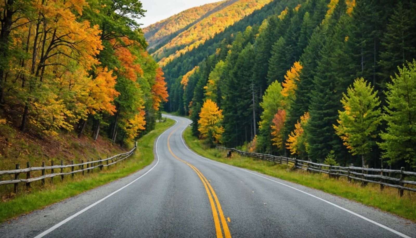 Scenic Country Road Leading to a Distant Home
