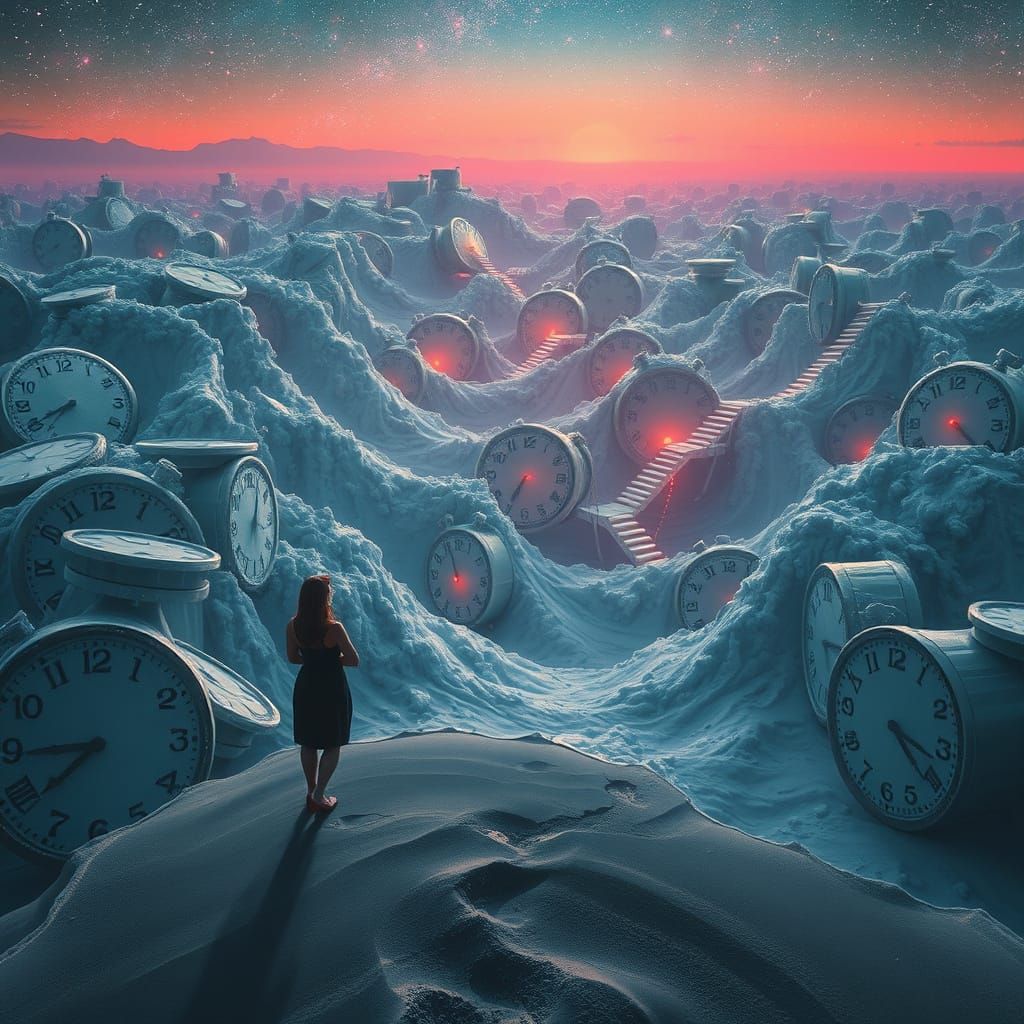 Endless Sea of Time: Surreal Futuristic Landscape