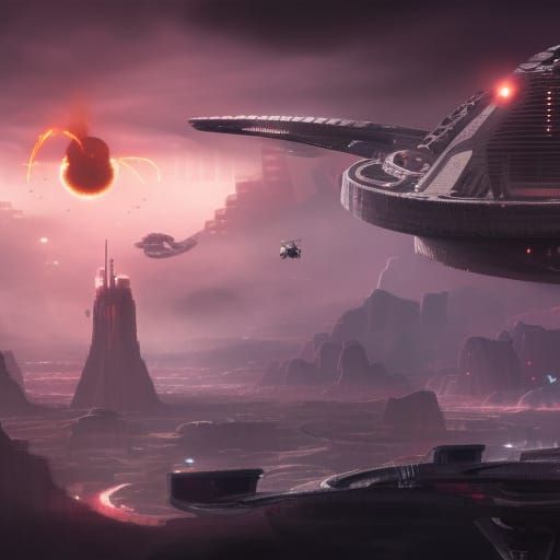 Dystopian Nuclear Explosion in Sci-Fi City