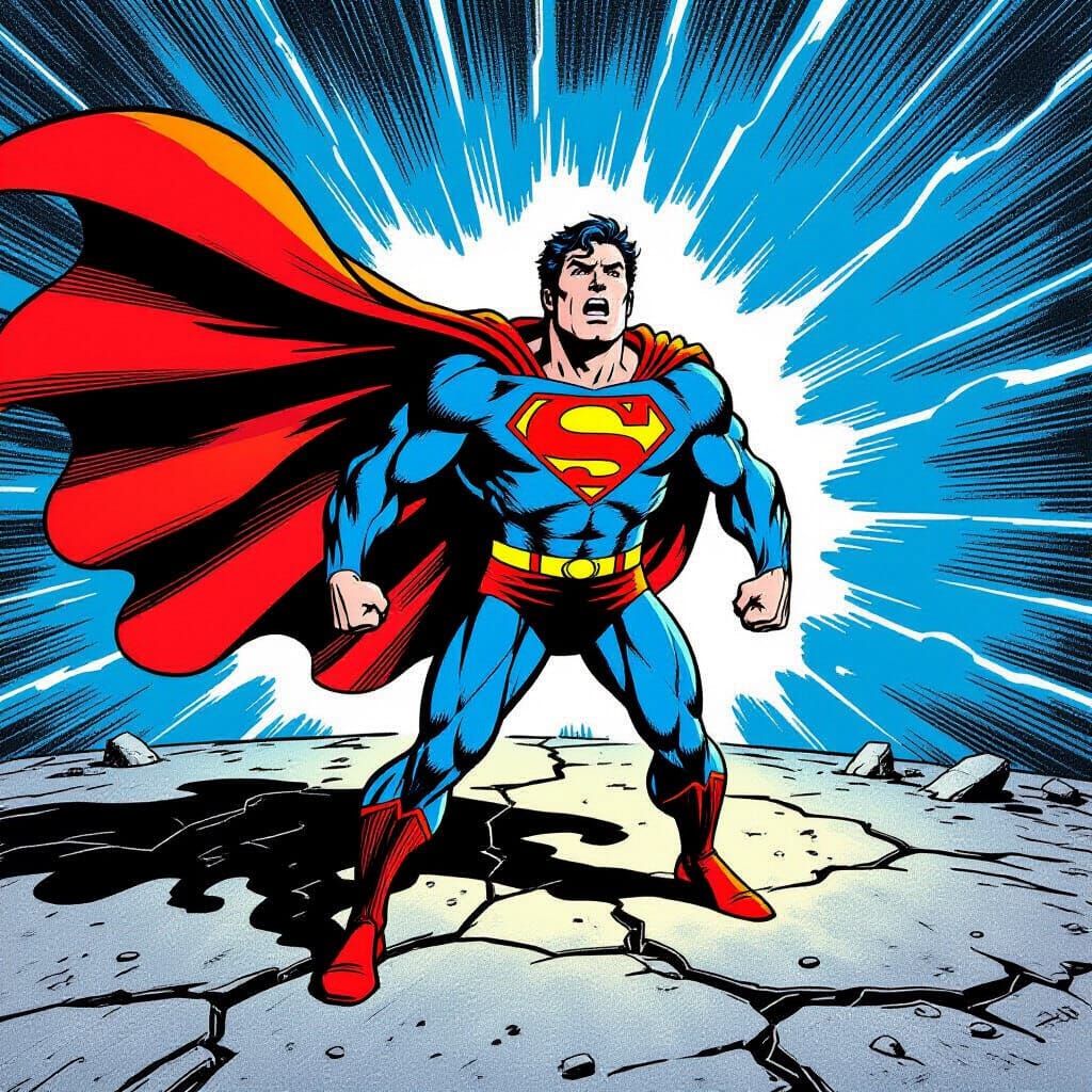 Superman in Shock, Comic Book Art Style