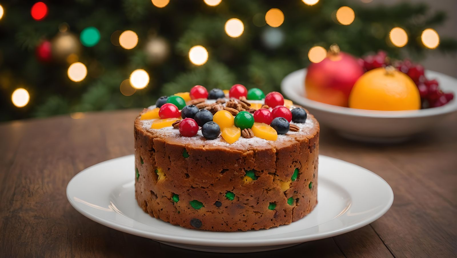 Festive Christmas Fruitcake Still Life