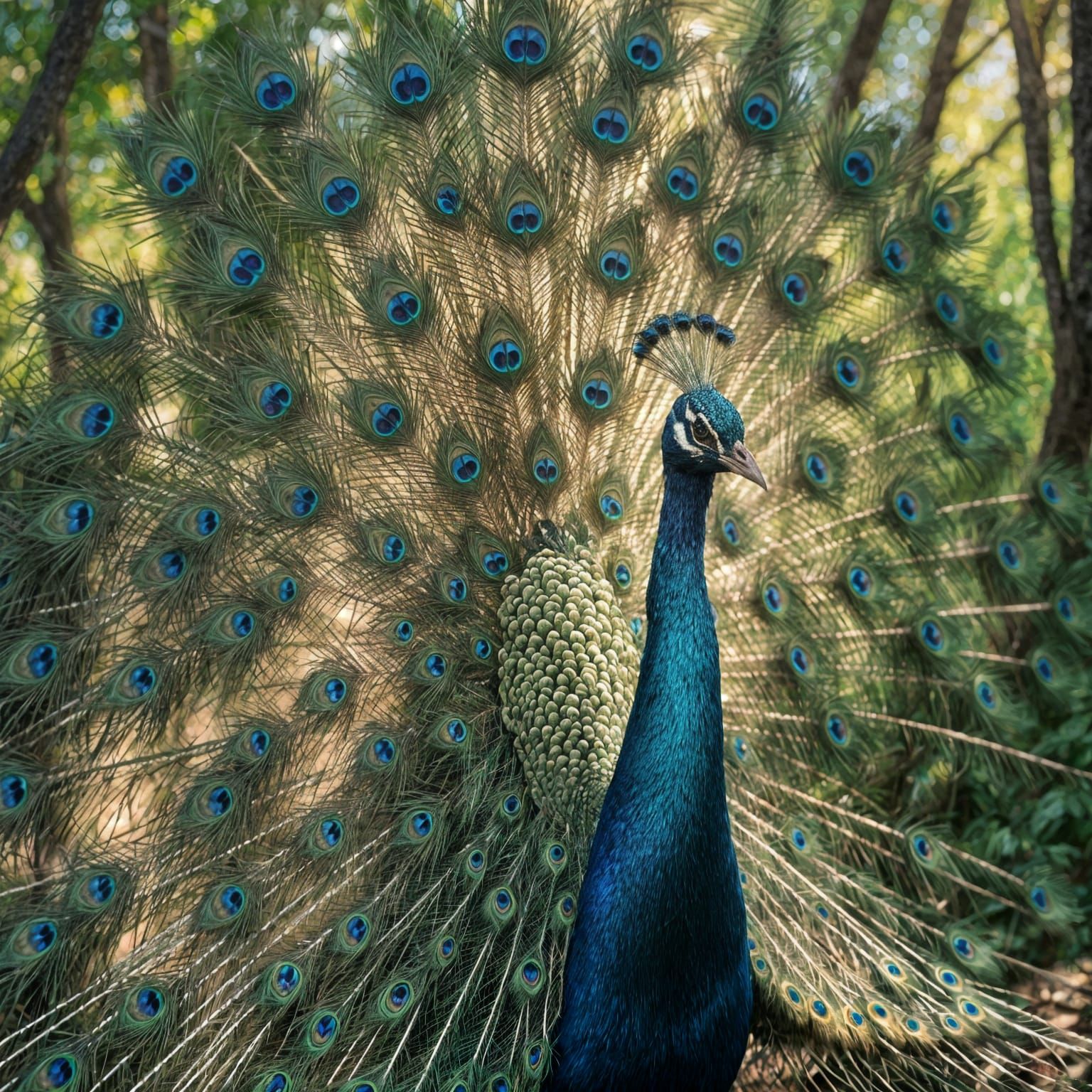 Peacock Double Exposure: Hyperrealistic Impressionism