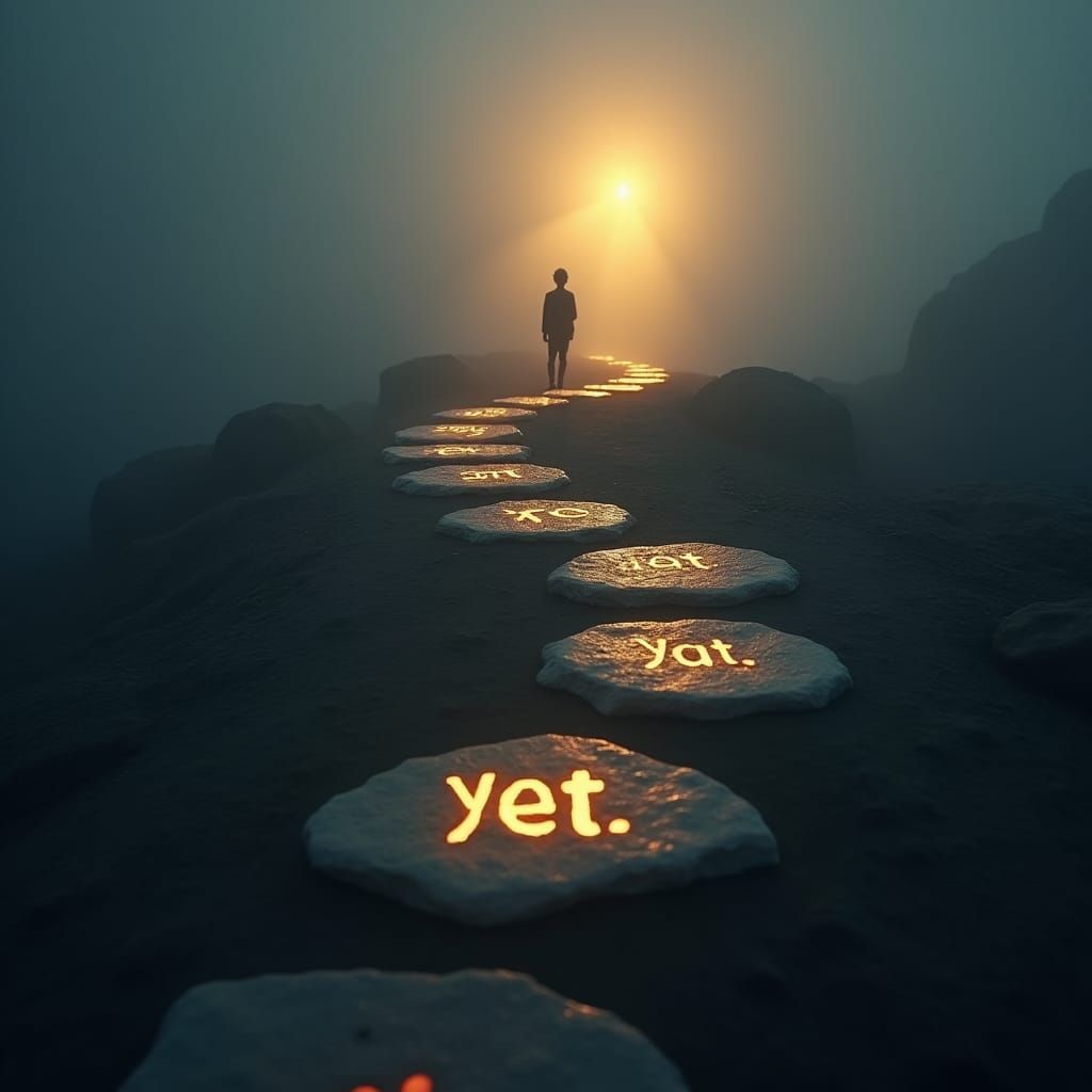 Winding Path to Success with Golden Light