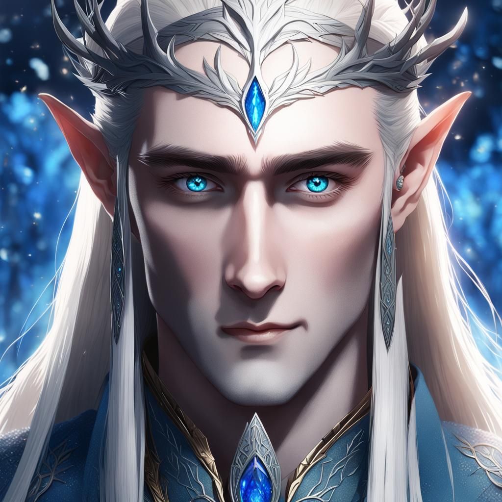 Young Thranduil with Blue Eyes in Anime Style