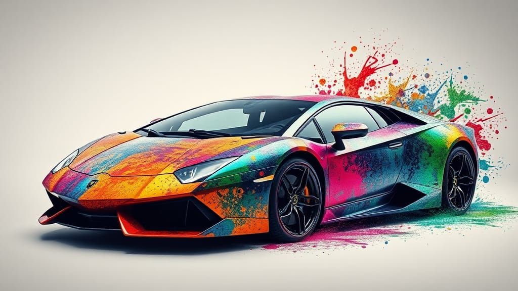 Lamborghini Reventon as Ink Splatter Splash Art
