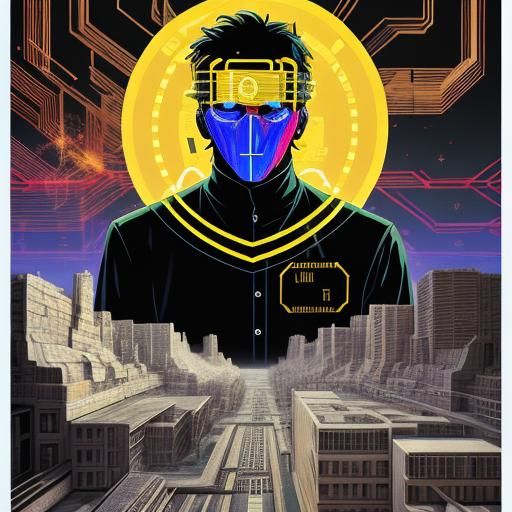 Dystopian Retrofuturism: Satoshi Nakamoto Holographic Collag...