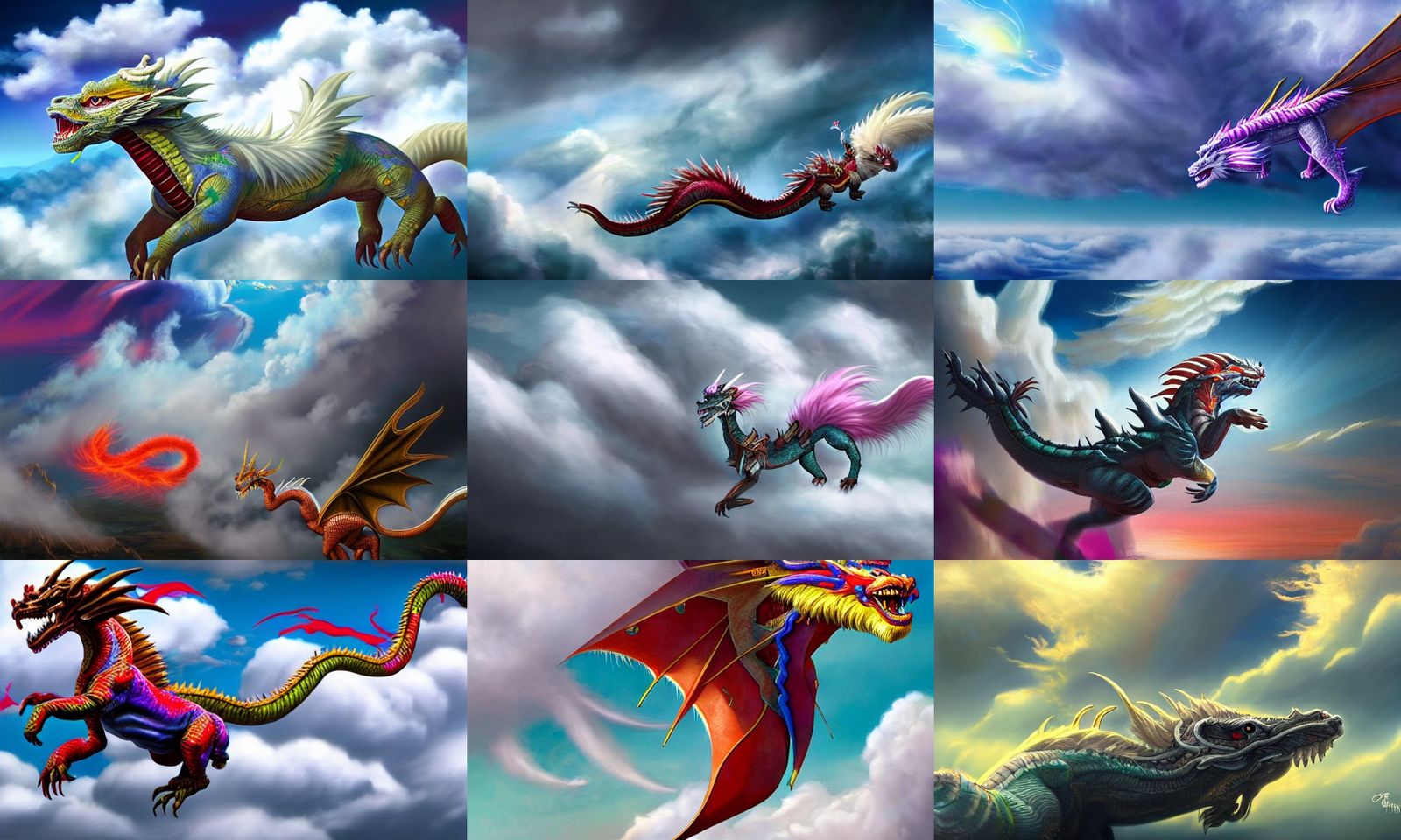 Eastern Dragon Races Falkor Through Clouds