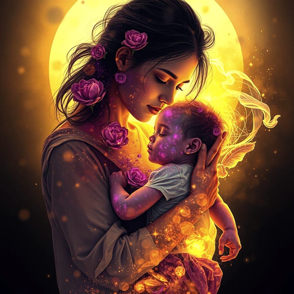Mother and Child in Dreamlike Ambiance