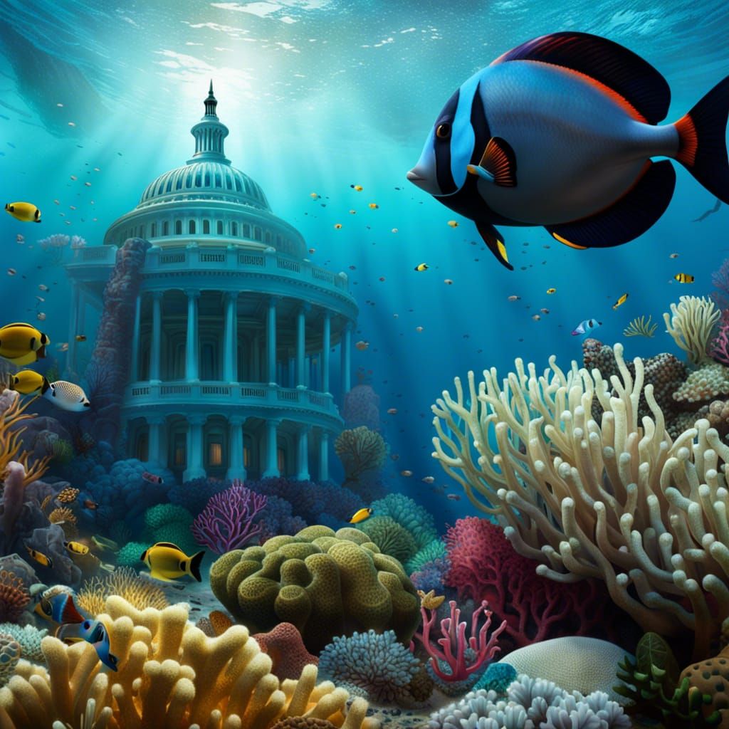 The White House Under the Sea: A Digital Painting