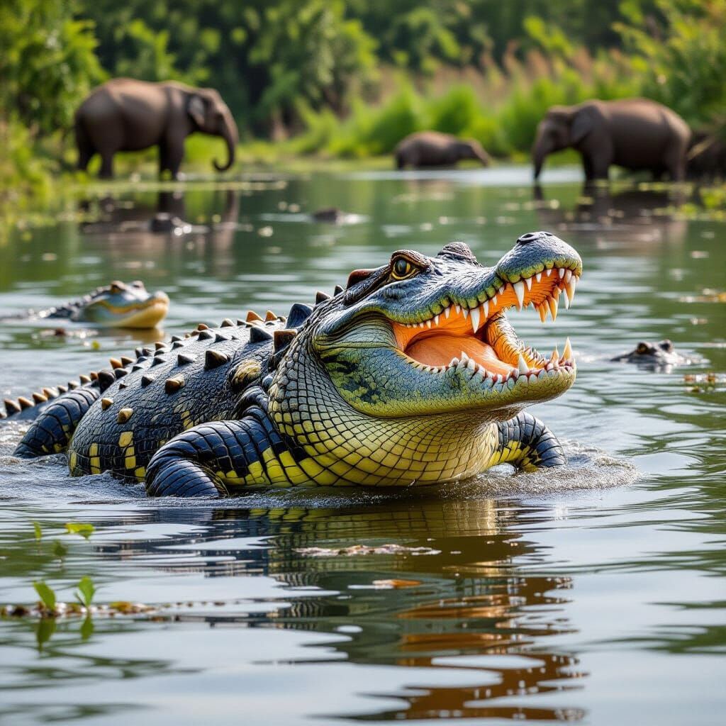 Epic Crocodile Emerges in a Frazetta-esque Style