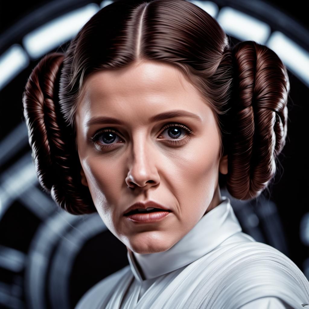 Hyperrealistic Princess Leia Star Wars Movie Poster