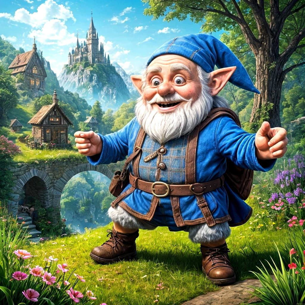 Joyful Gnome Grandfather in a Realistic Movie Poster