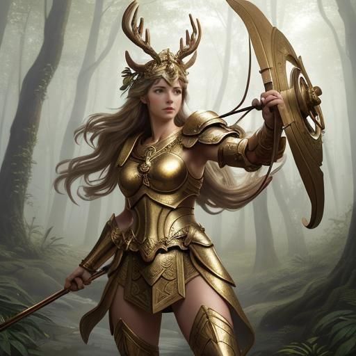 athena hunting a deer