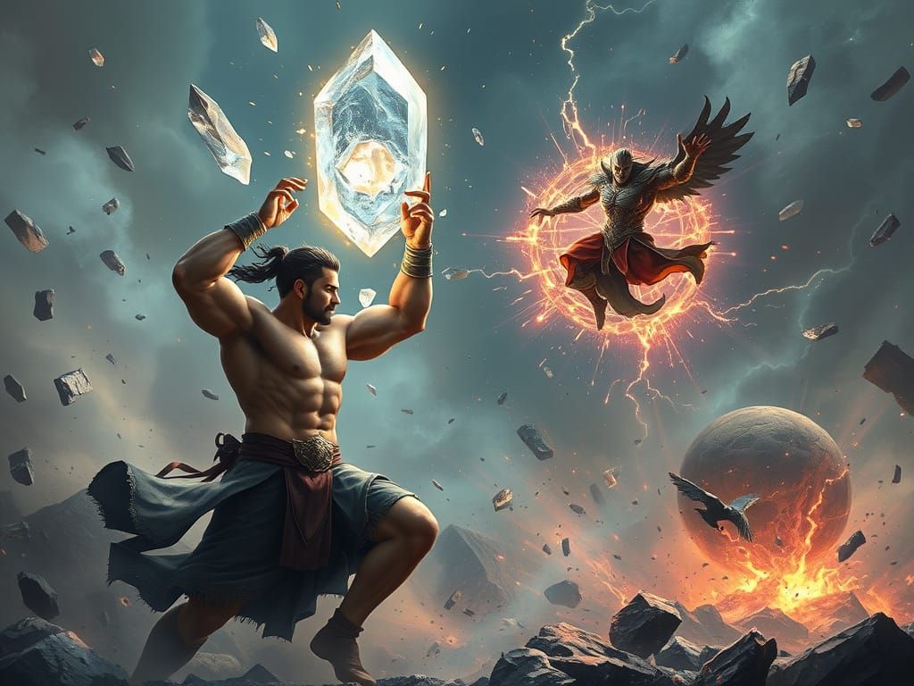 Epic Telekinetic Battle in a Sci-Fi Landscape