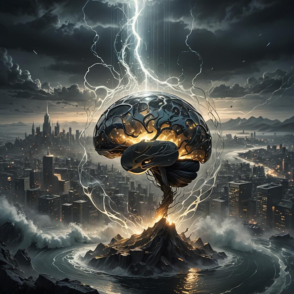 Glass 'A' in Swirling Fog: Dark Fantasy Illustration