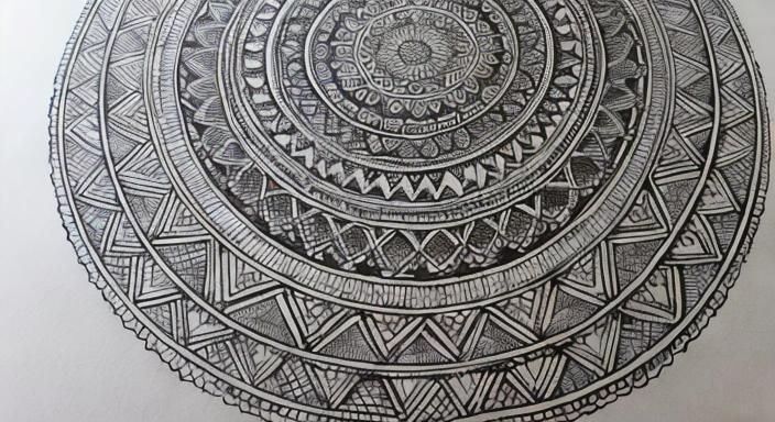 Intricate Zentangle Pen and Ink Drawing