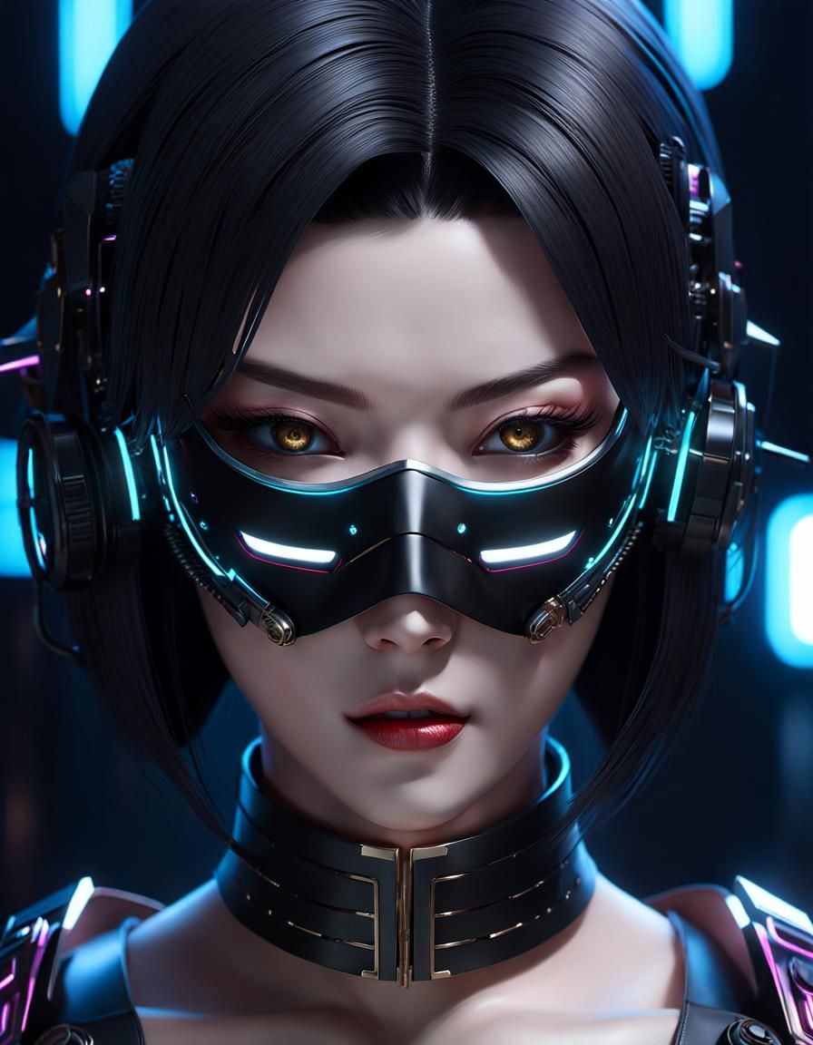 Cyberpunk Horror Mask in Anime Style