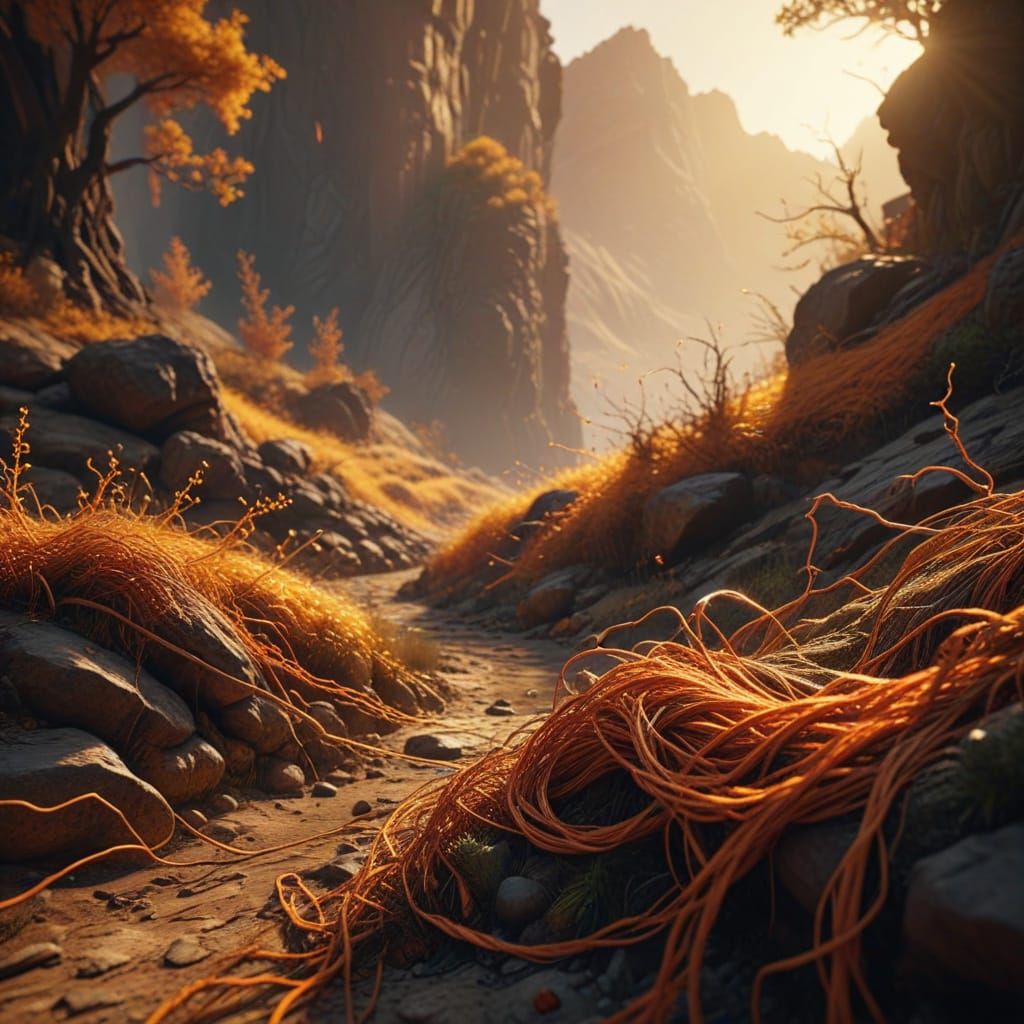 Vibrant Abstract Landscape in 3D Rendering