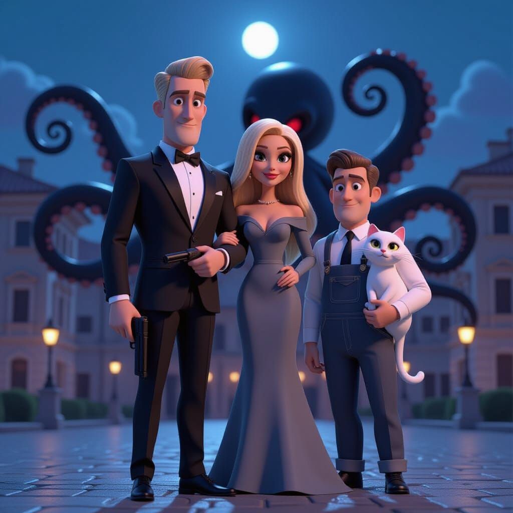 Spectre-esque Gang Scene in Rome - Pixar Style