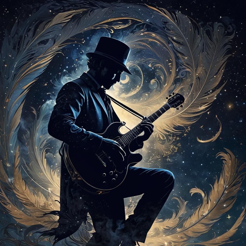 Silhouette of a guitar player