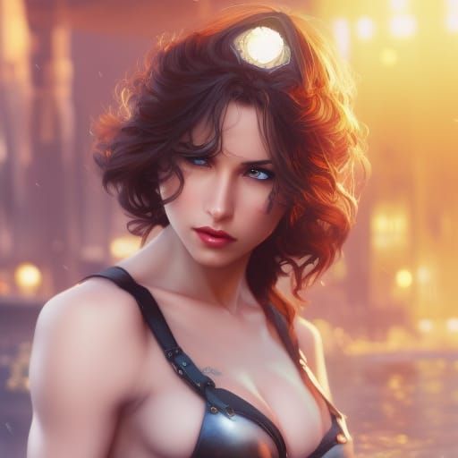 Fantasy Portrait of Muscular Woman at Docks