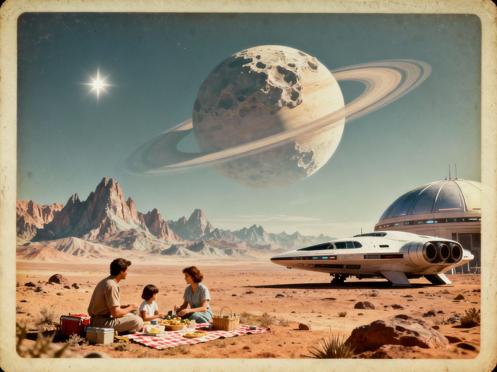 Futuristic Family Picnic on Alien Planet