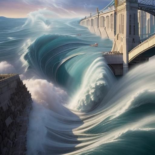 Turbulent Waves Crash Du Portage Bridge: Group of Seven Styl...