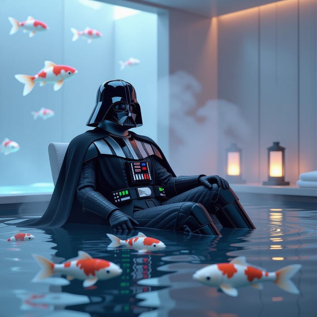 Darth Vader Relaxing in Futuristic Coruscant Spa