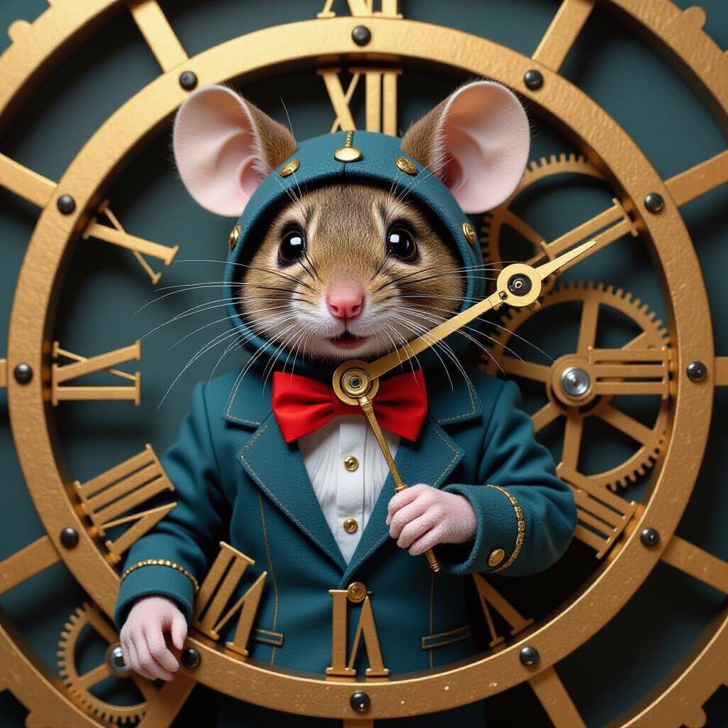 Mouse in Clockwork Cat Suit Steampunk Style