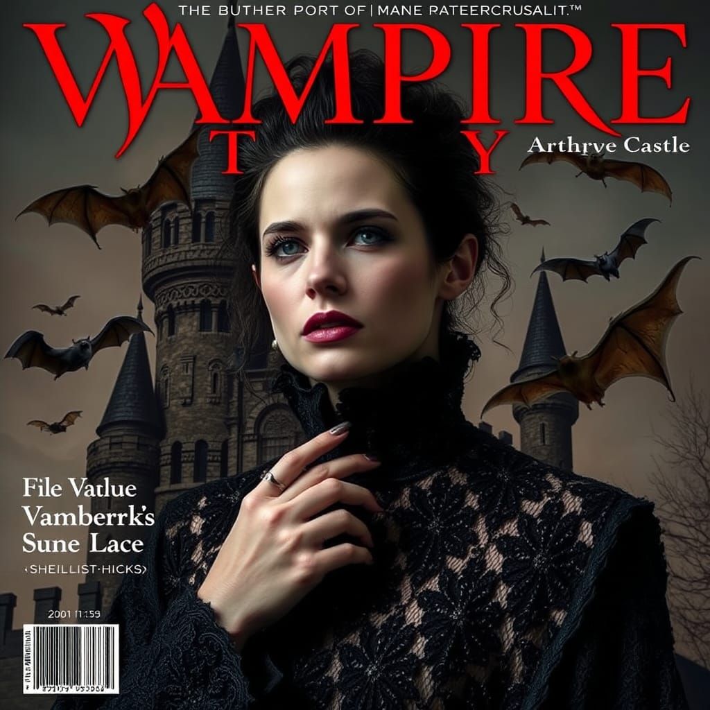 Vampire Magazine Cover with Filigree Castle
