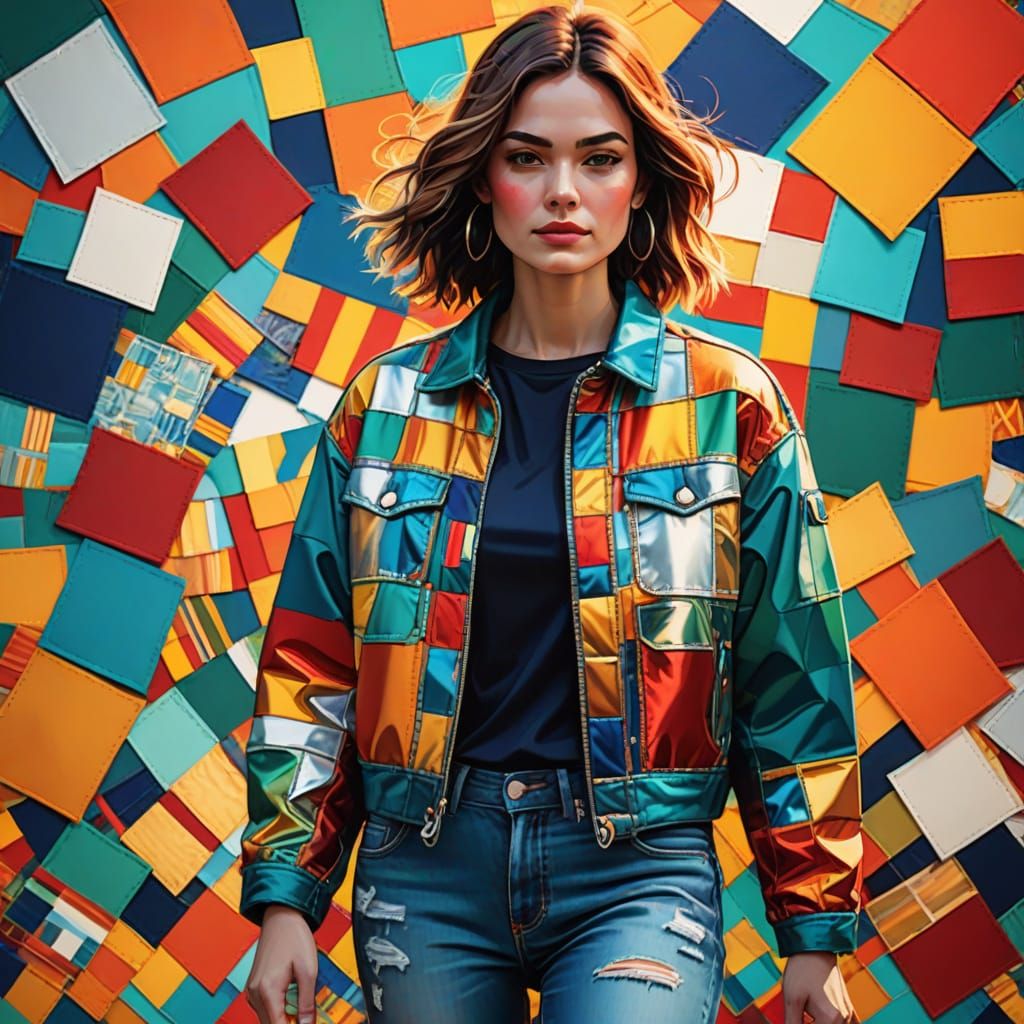 Vibrant Patchwork Art in Full Shot