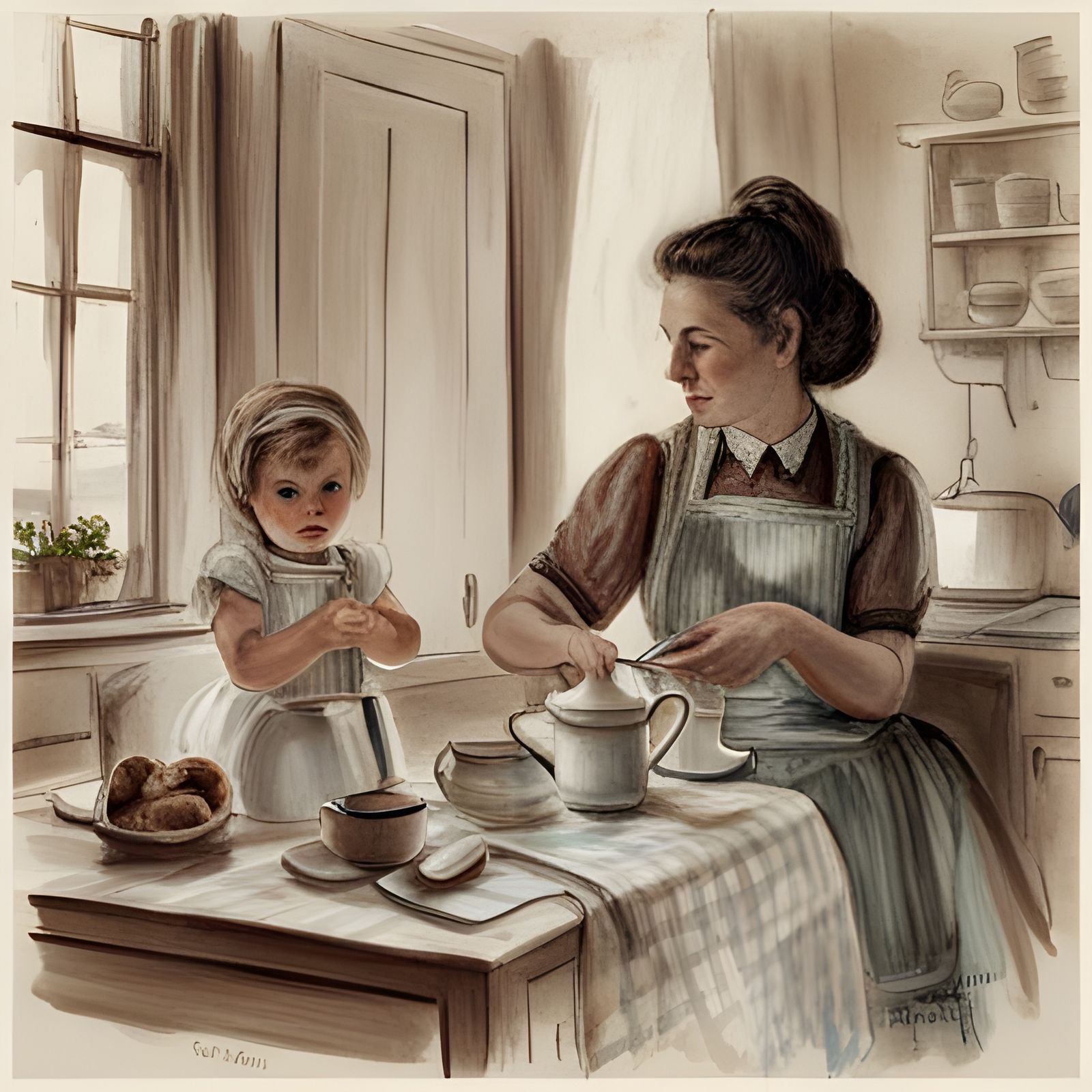 Mother daughter tea time