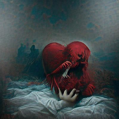 Haunted Heart: A Horror Scene in Doré Style