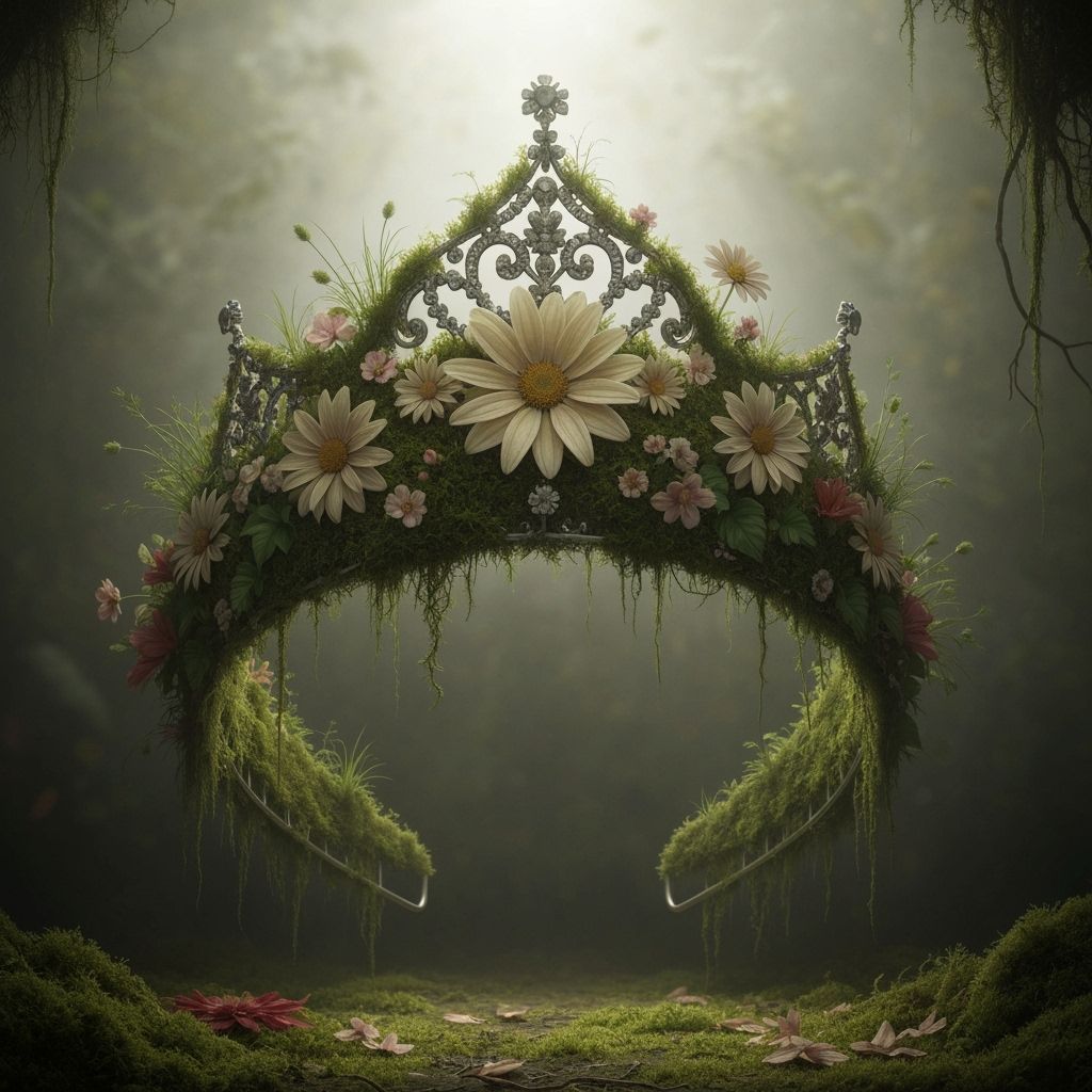 Abandoned Tiara Overgrown with Nature in Impressionist Style