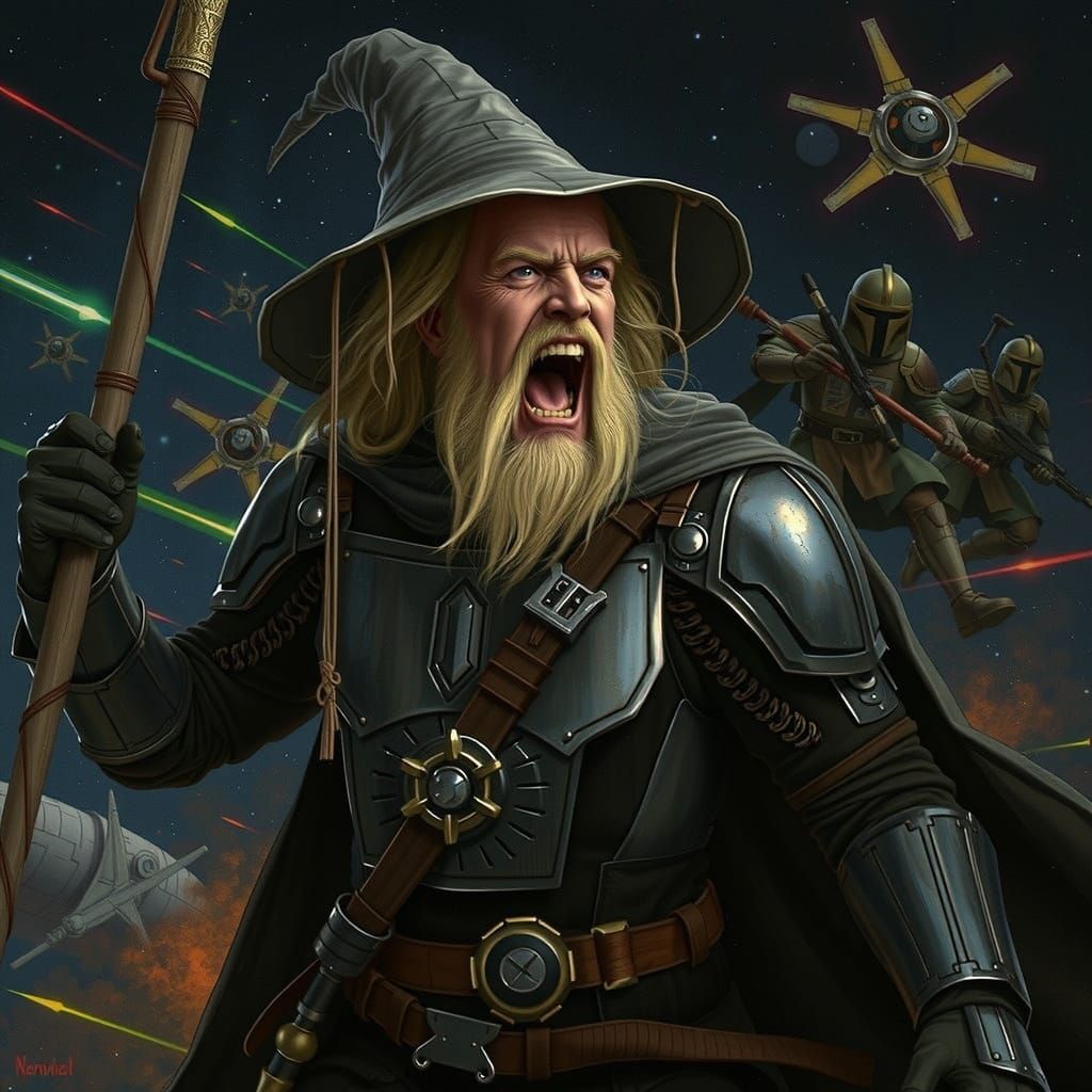 Gandalf in Mandalorian Armor, Outer Space Battle