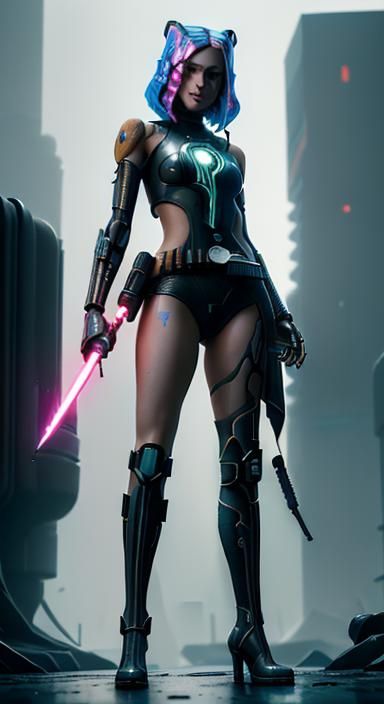Ahsoka in Time: Cyberpunk Pirate Concept Art