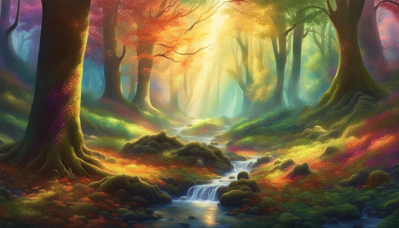 A bright vibrant forest